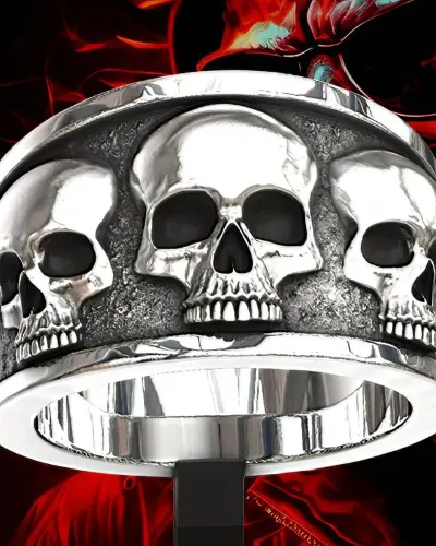 Anneau Tête de Mort Furie Circulaire | Acier