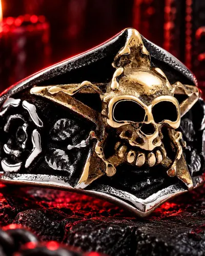 Bague Tête de Mort Etoile Infernale | Argent
