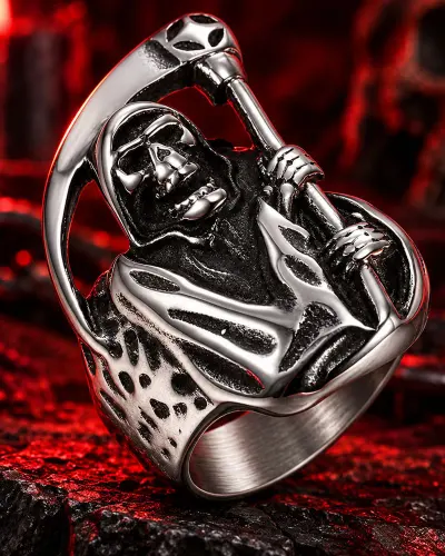 Bague Tête de Mort Faucheuse Joyeuse | Acier