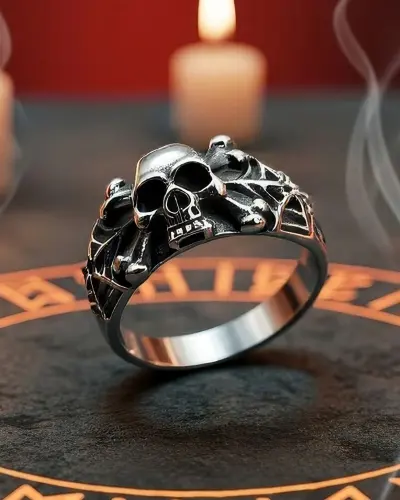 Bague Tête de Mort Araignée | Acier