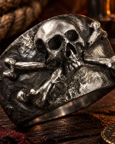 Anneau Tête de Mort Pirate Immortel | Acier